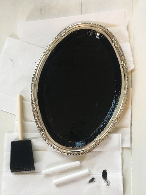 diy chalkboard tray let dry 