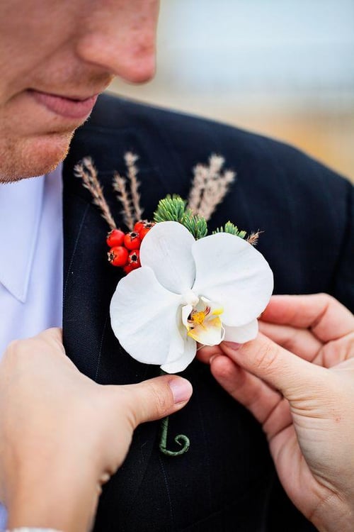 orchid wedding Boutonniere